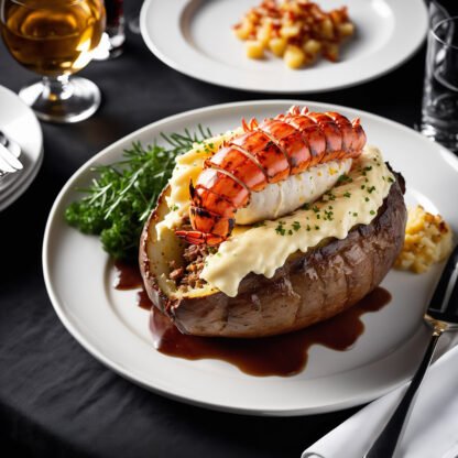 the ultra loaded baked potato with butter basted lobster tail